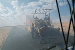 Tarring the road in Egyptian desert.